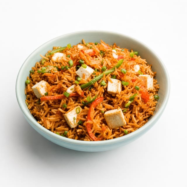 Schezwan Rice Paneer Chilli Gravy.