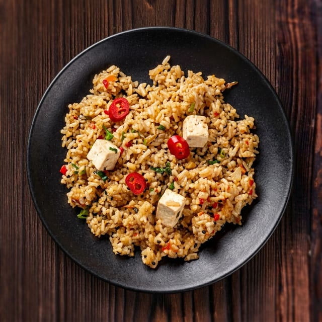 Chilli Garlic Rice Paneer Chilli Gravy.